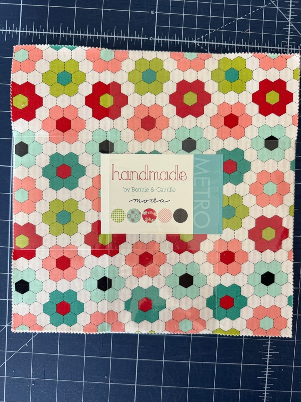 Moda Floral Hexagon Charm Pack in Coral, Mint, Red, Lime